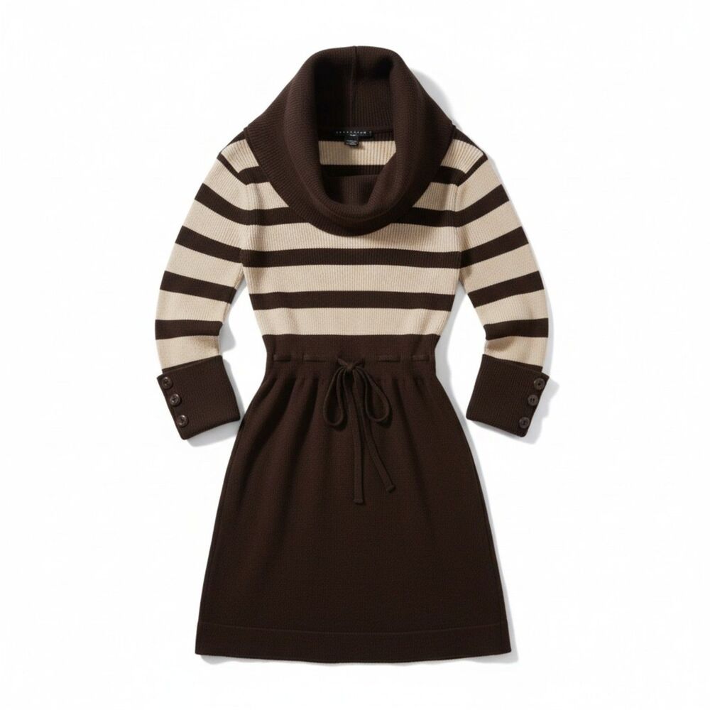 Apostrophe Junior Sweater Dress Size PM Striped Cowl Neck Pre-Owned Like New
